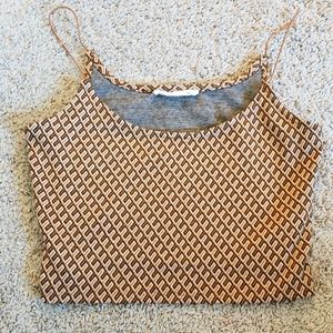 Brown Pattern Cami Crop-top